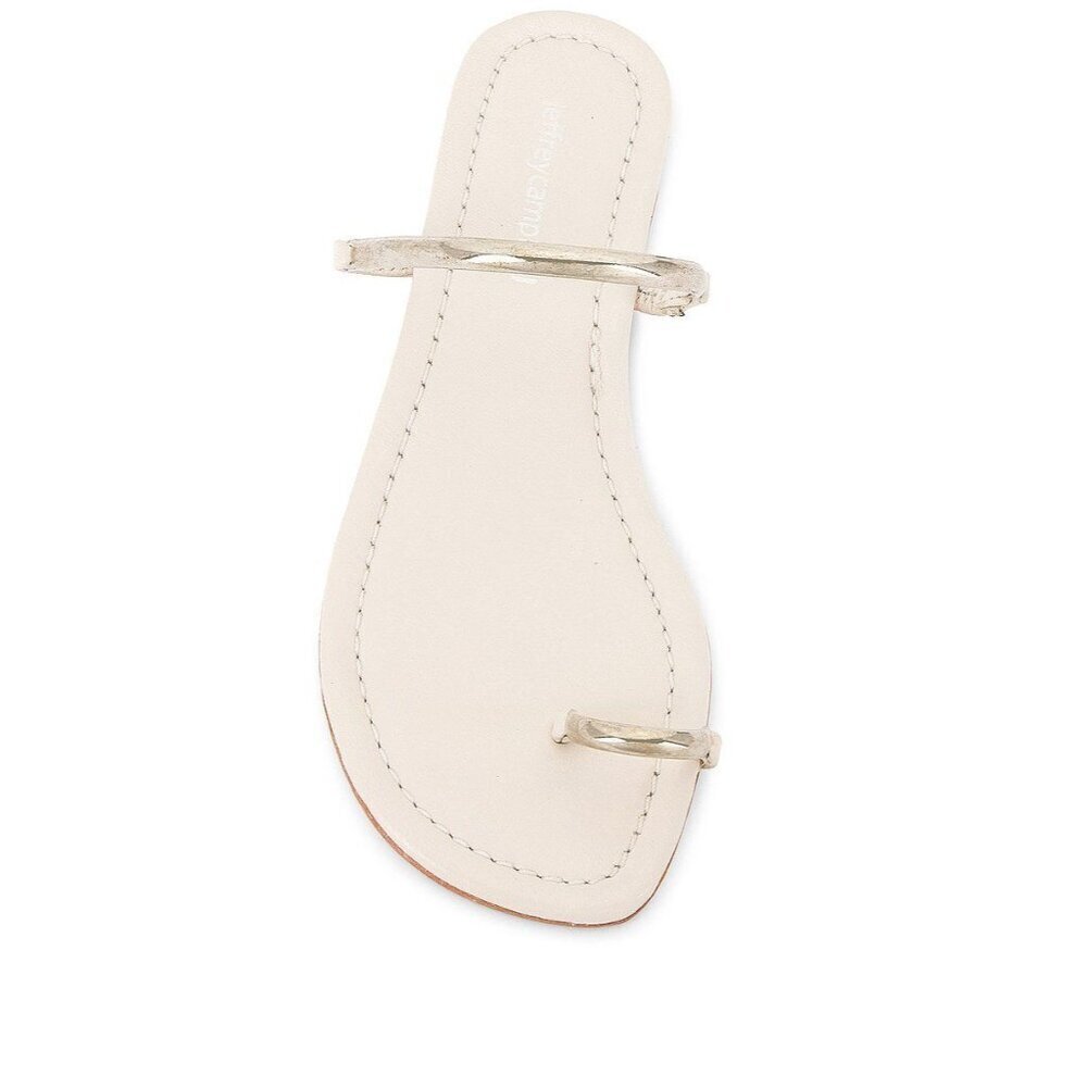 Jeffrey Campbell Discreet Sandals in Cream Silver 8 Womens Slides Flats
